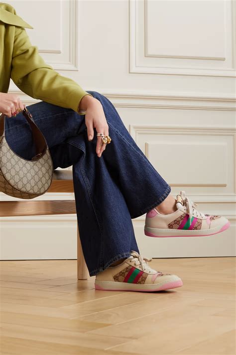 gucci leather sneaker with web detail|Gucci screener sneakers women's.